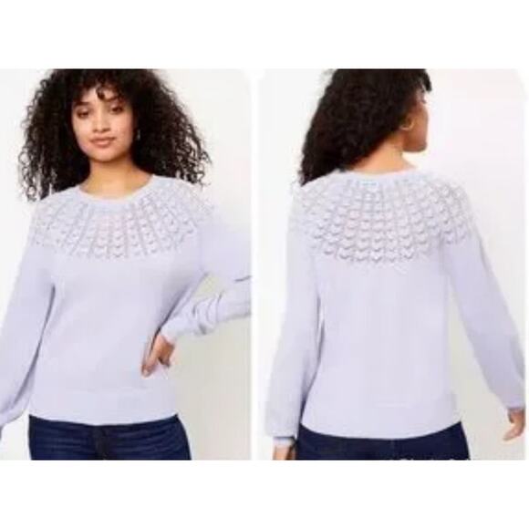 Loft Lavender Sweater Wool Blend Knit Top Women’s Cottagecore Soft Knit Sz L - Picture 10 of 10